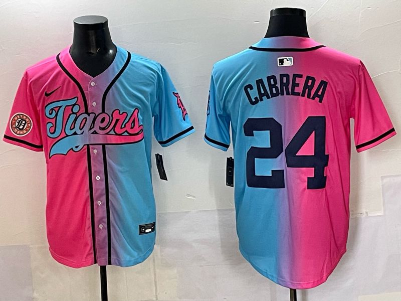 Men 2025 Detroit Tigers #24 Cabrera Blue pink Game Nike MLB Jersey style 06->detroit tigers->MLB Jersey